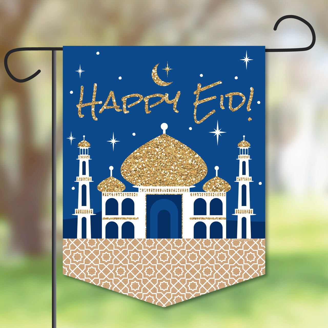 Big Dot of Happiness Ramadan - Outdoor Home Decorations - Double-Sided Eid Mubarak Party Garden Flag - 12 x 15.25 inches